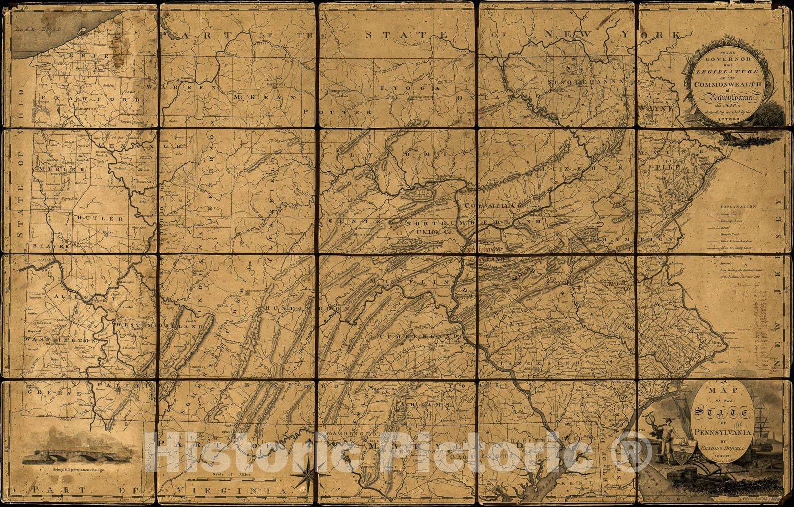 Historic 1810 Map - A map of The State of Pennsylvania