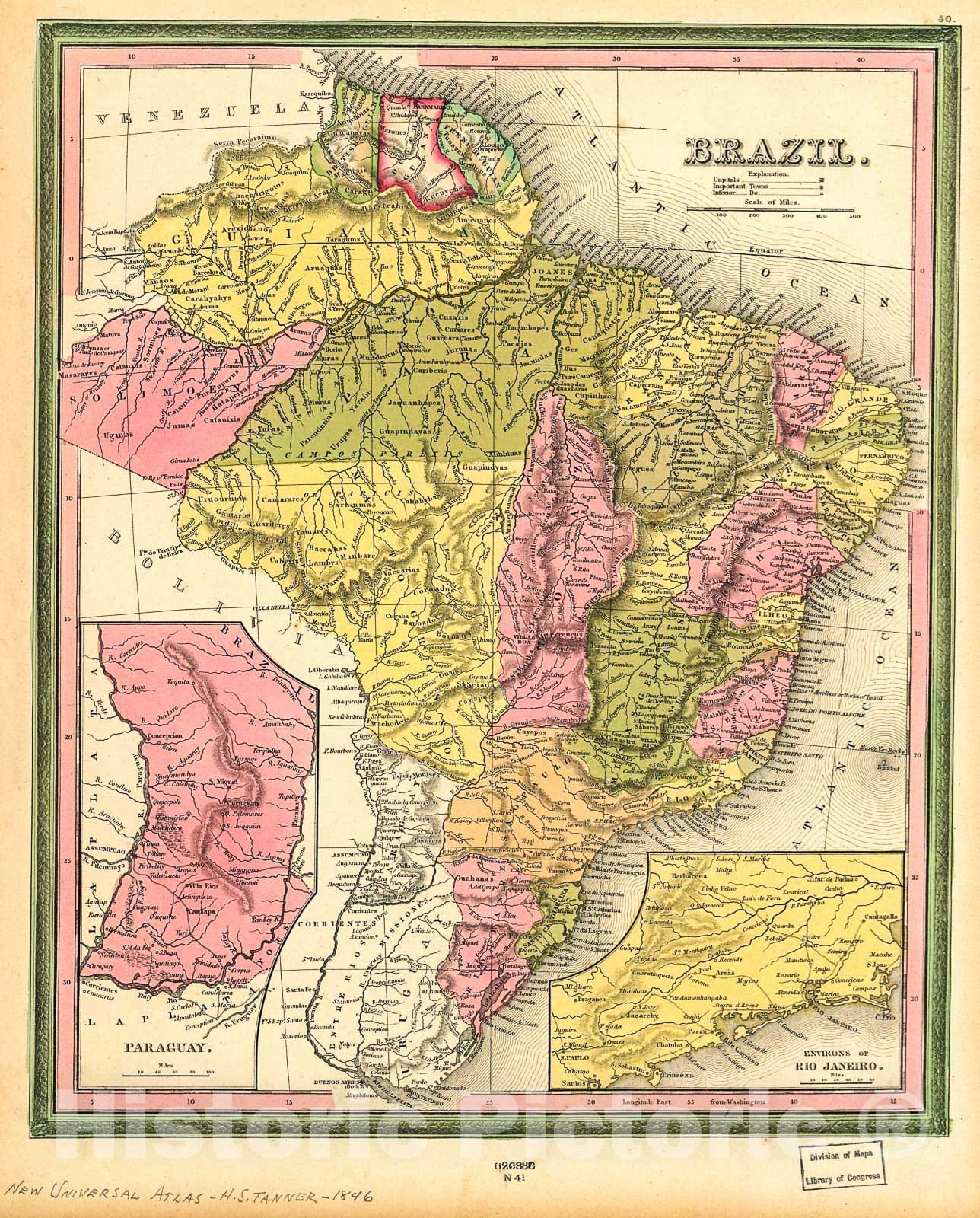 Historic 1846 Map - Brazil.