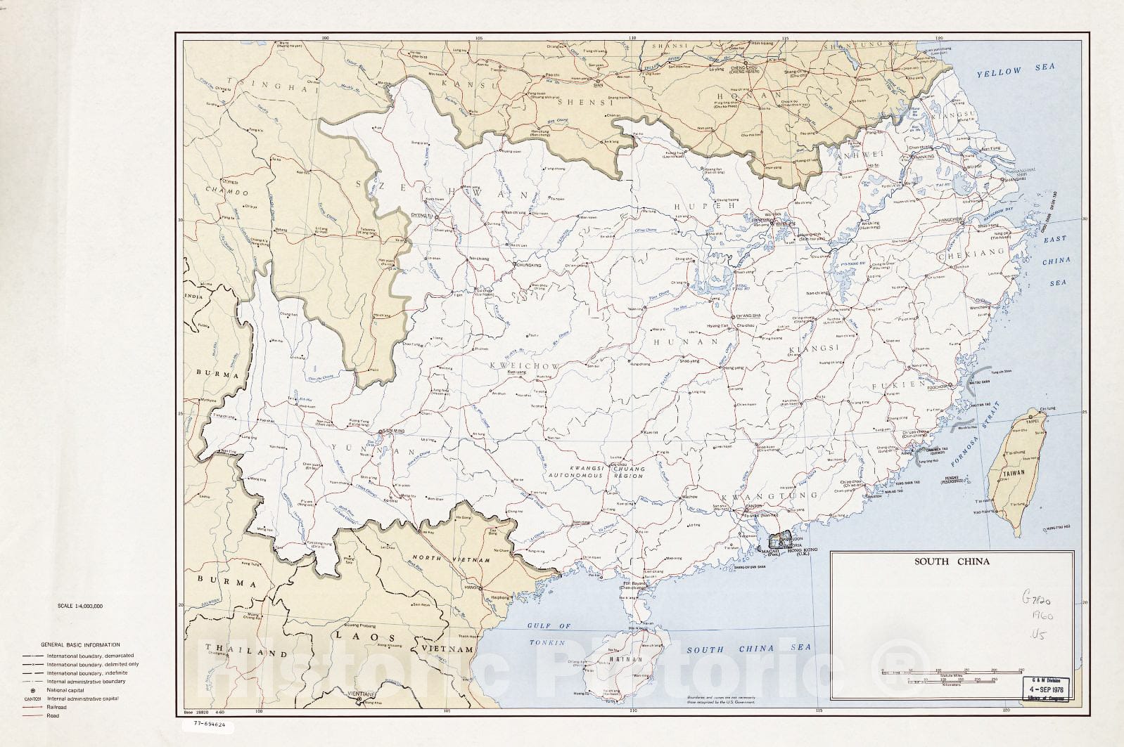 Historic 1960 Map - South China.