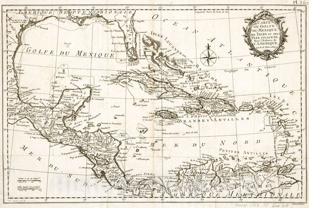 Historic 1778 Map - Carte du golfe du MÃ©xique, des Isles et des Pays adjacens.