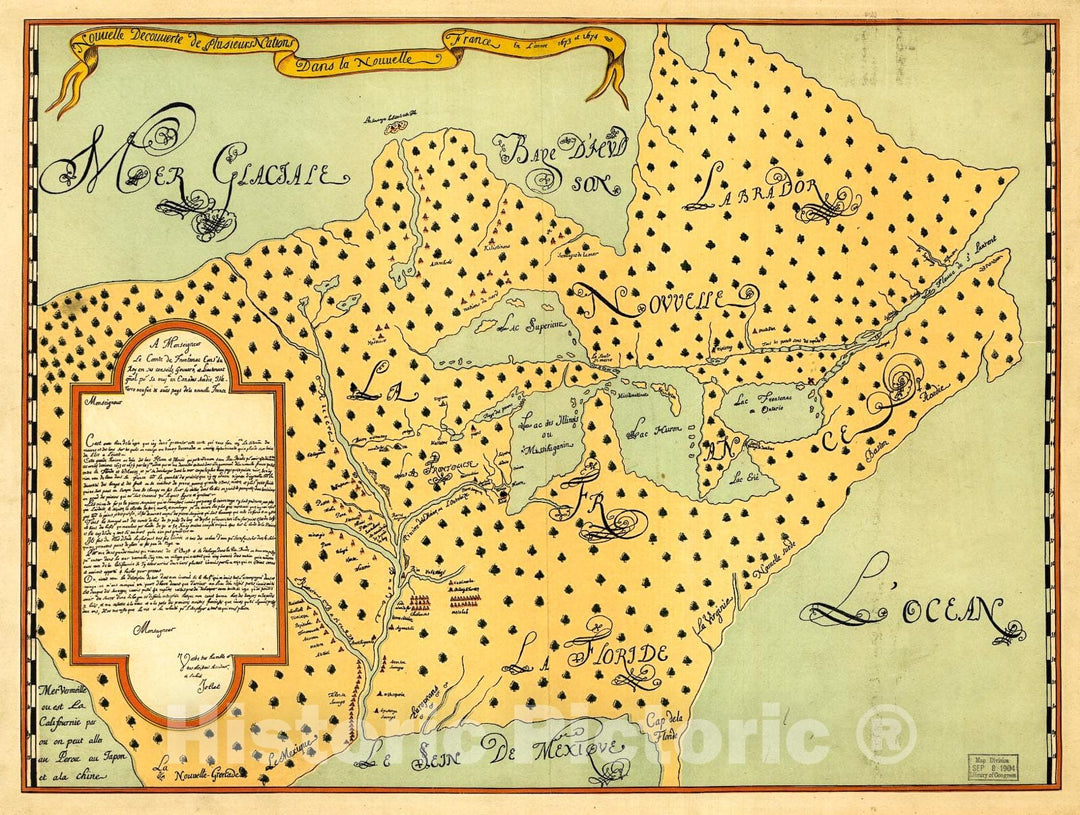 Historic 1896 Map - Nouvelle decouverte de plusieurs Nations Dans la Nouvelle France en l'annÃ©e 1673 et 1674.