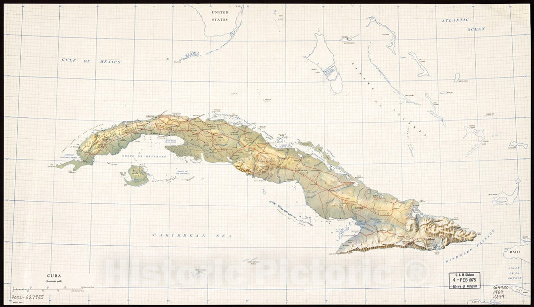 Historic 1964 Map - Cuba.