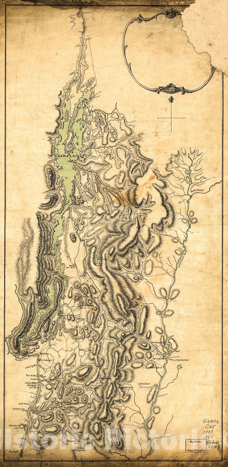 Historic 1777 Map - Lake Champlain and Lake George, and The Country Between The Hudson and The Lakes on The west, and Connecticut River on The East.