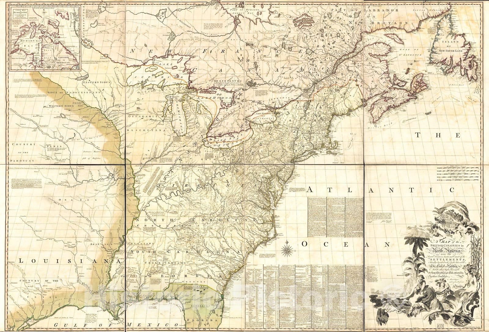 Historic 1775 Map - A Map Of The British Colonies In North America : With The Roads, Great Britain - America - North Americamaps Of North America. - Vintage Wall Art