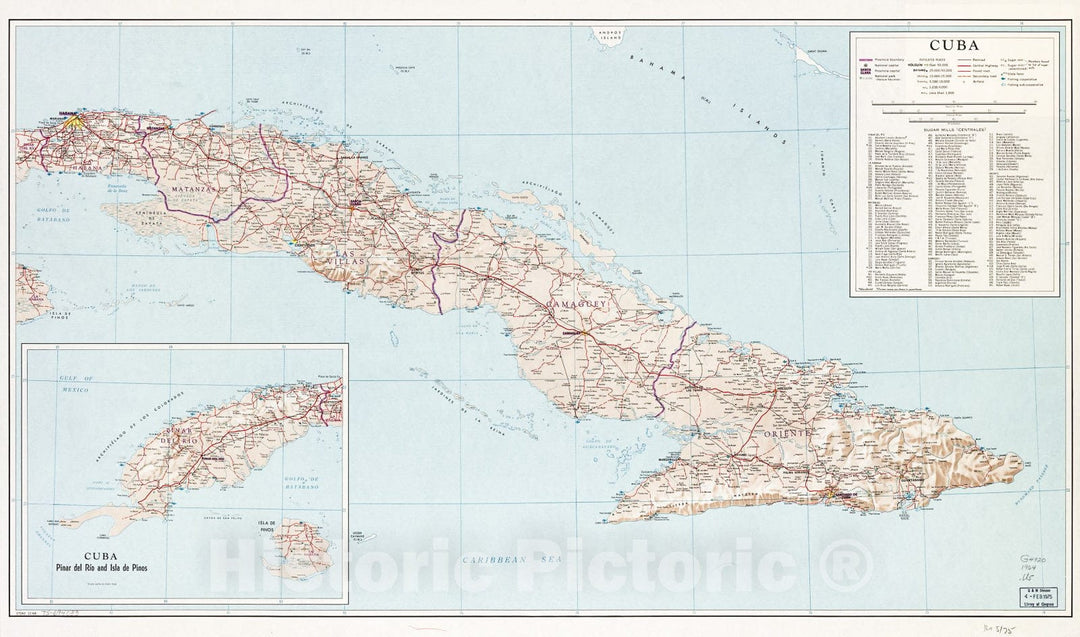 Historic 1964 Map - Cuba. 12-64.