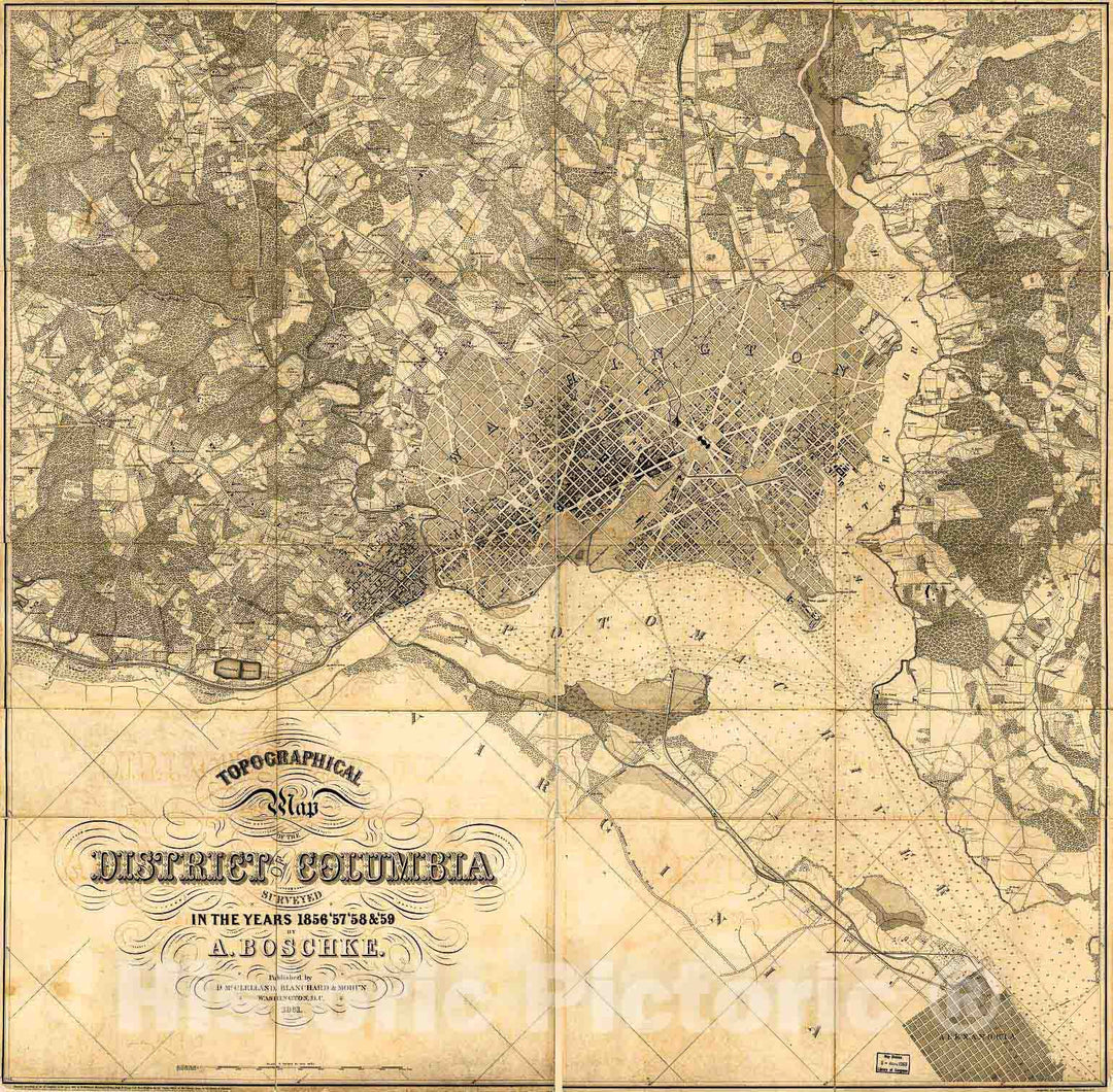 Historic 1861 Map - Topographical map of The District of Columbia