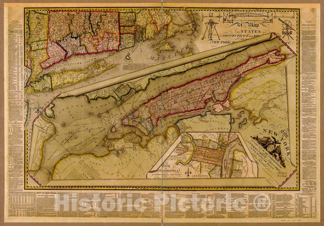 Historic 1821 Map - The City of New York as Laid Out by The Commissioners with The Surrounding Country