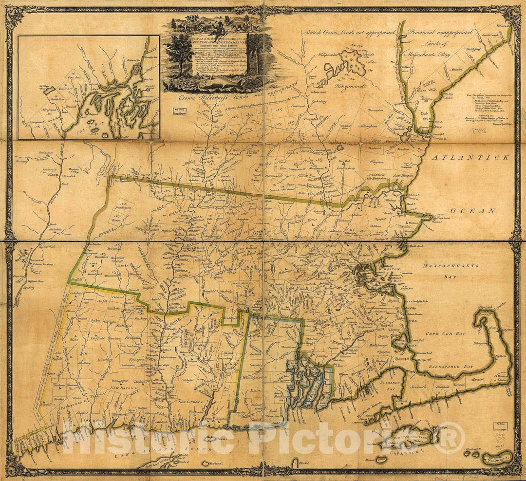 Historic 1753 Map - This Plan of The British dominions of New England in North America.