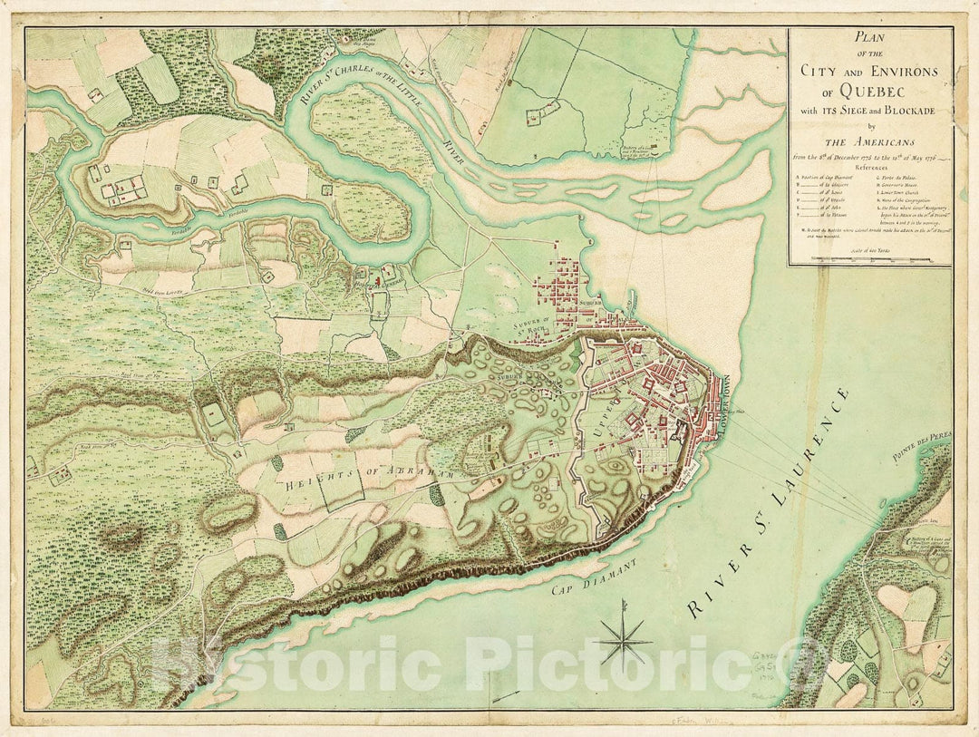 Historic 1776 Map - Plan of The City and Environs of Quebec : with its Siege and Blockade by The Americans, from The 8th. of December 1775 to The 13th. of May, 1776