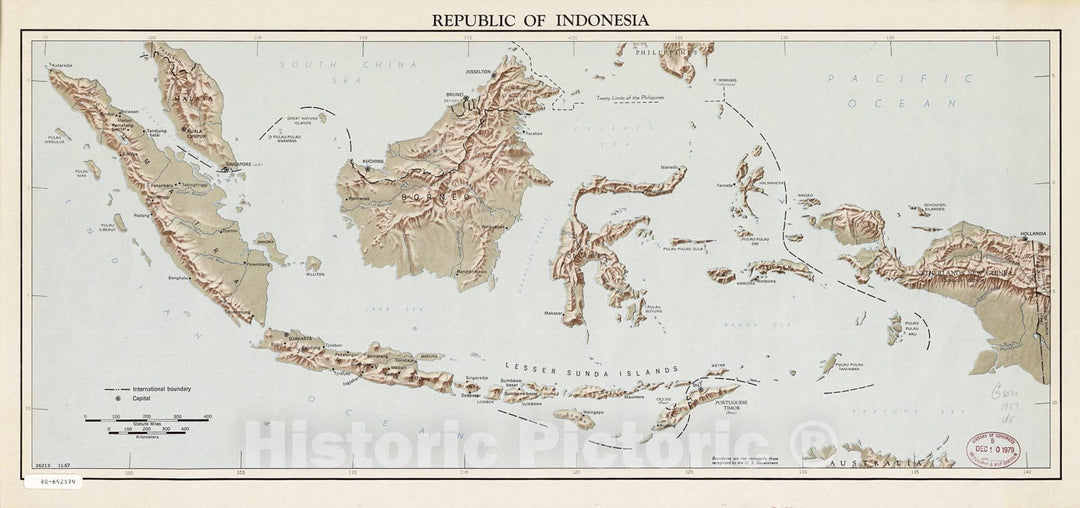 Historic 1957 Map - Republic of Indonesia.