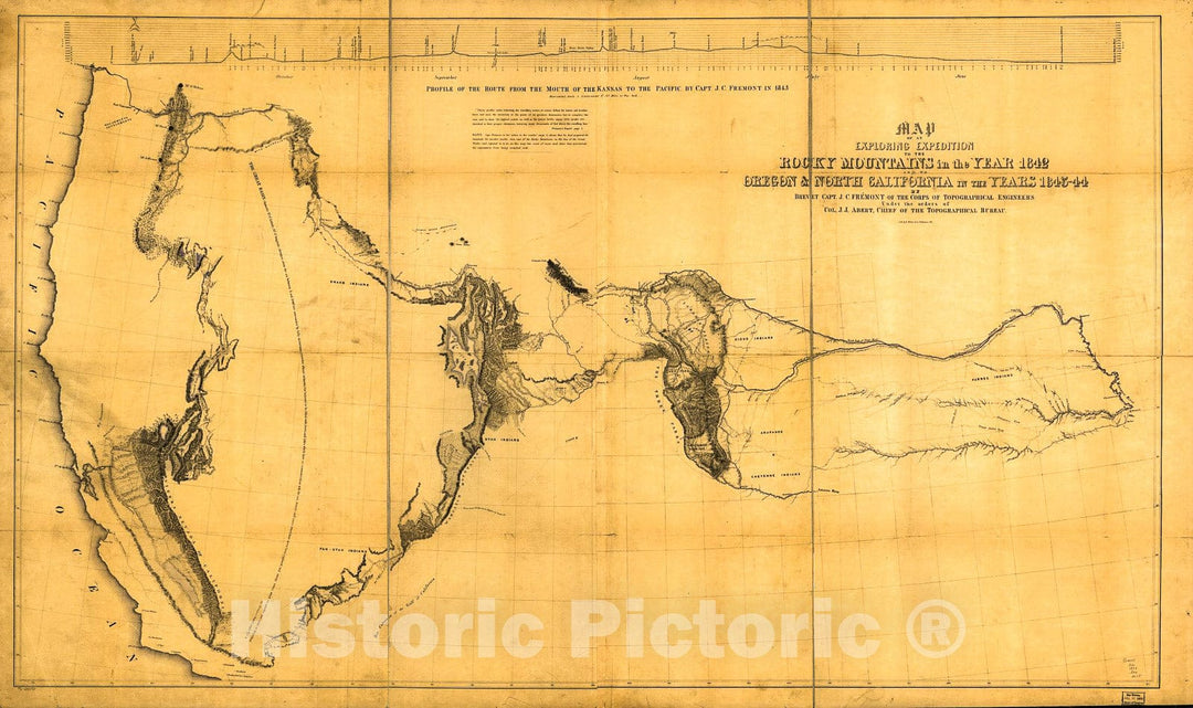 Historic 1844-1845 Map - Map of an Exploring Expedition to The Rocky Mountains in The Year 1842 and to Oregon & North California in The Years 1843-44