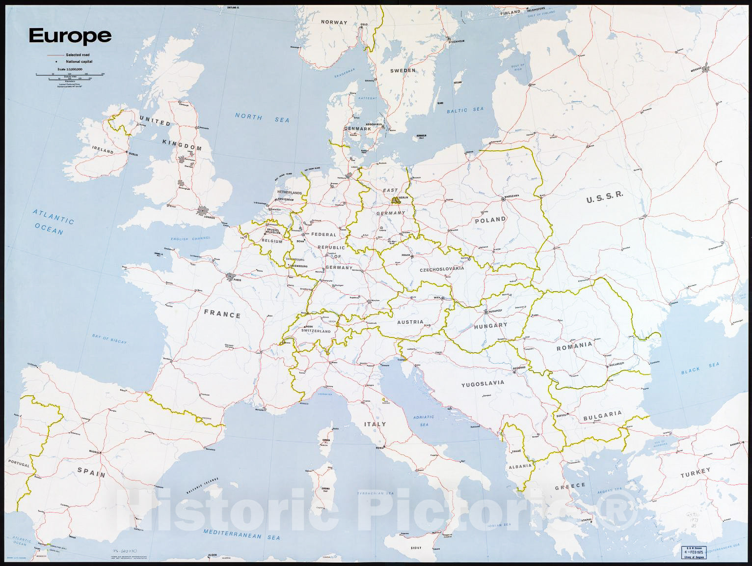 Historic 1973 Map - Europe. 11-73.