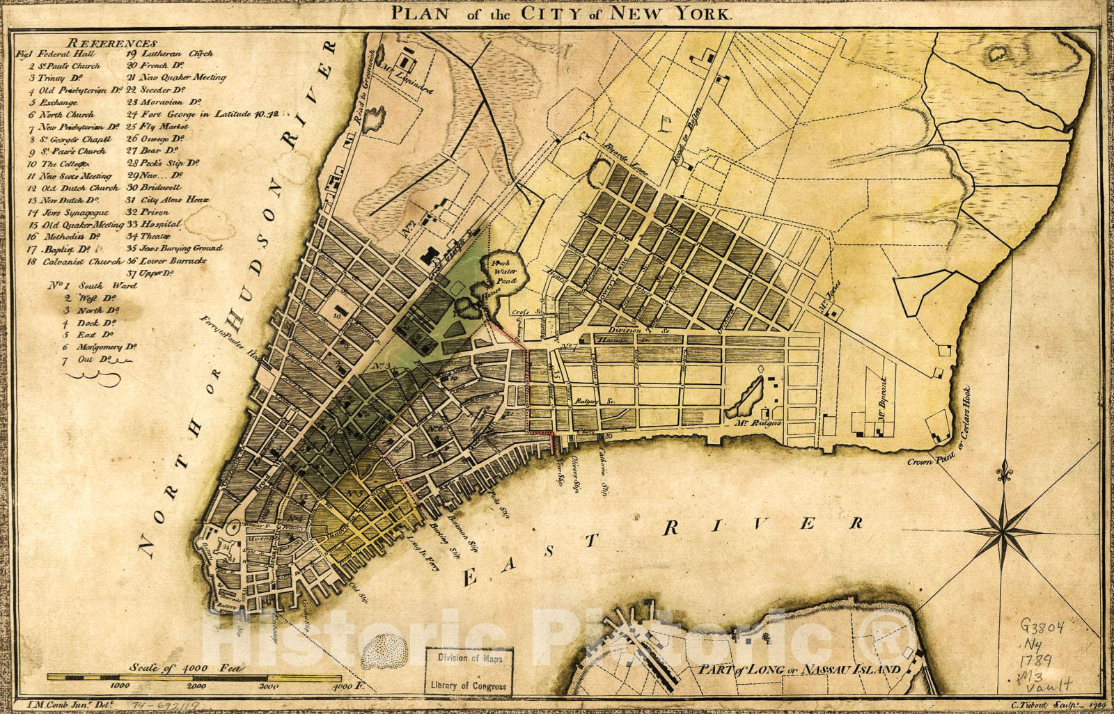 Historic 1789 Map - Plan of The City of New York.