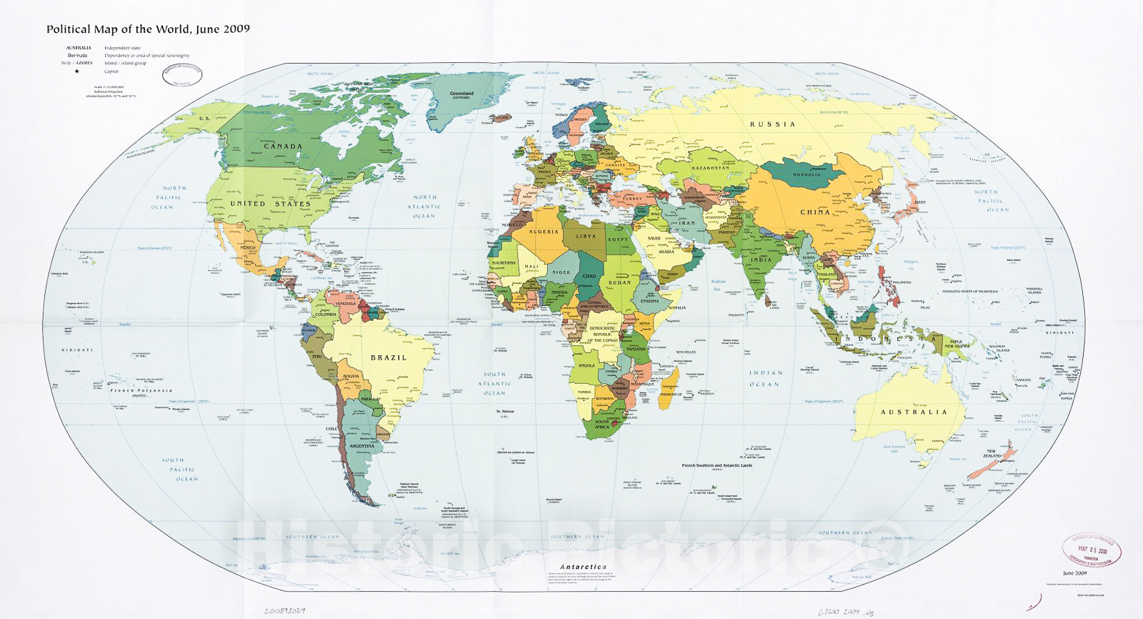 Historic 2009 Map - Political map of The World, June 2009.