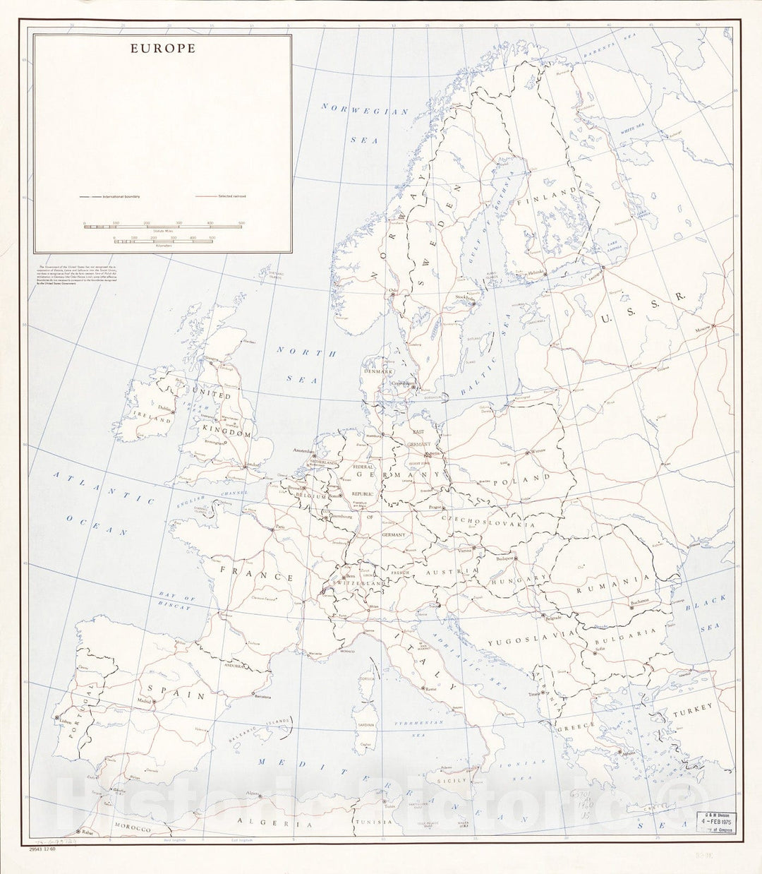 Historic 1960 Map - Europe. 12-60. 1