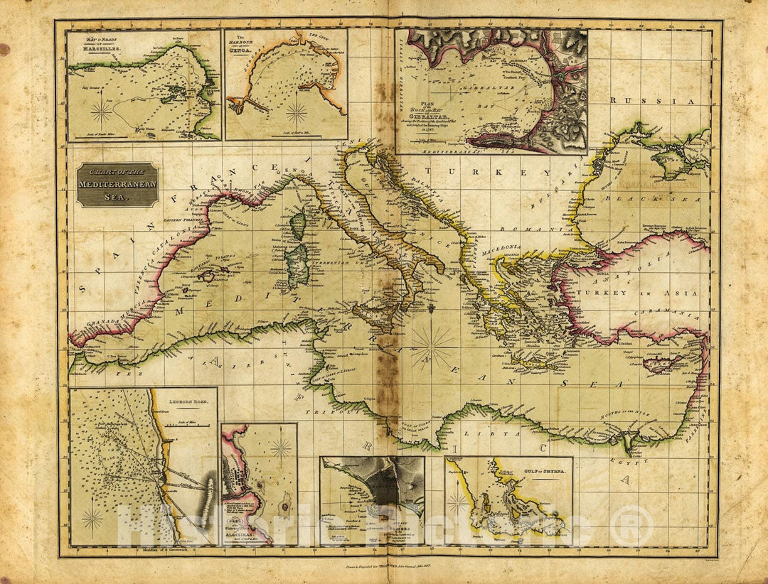 Historic 1817 Map - Chart of The Mediterranean Sea