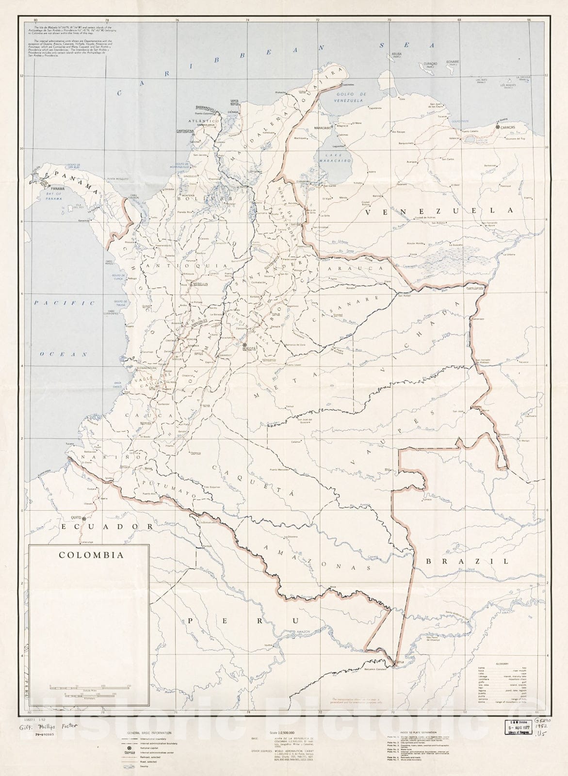 Historic 1952 Map - Colombia.