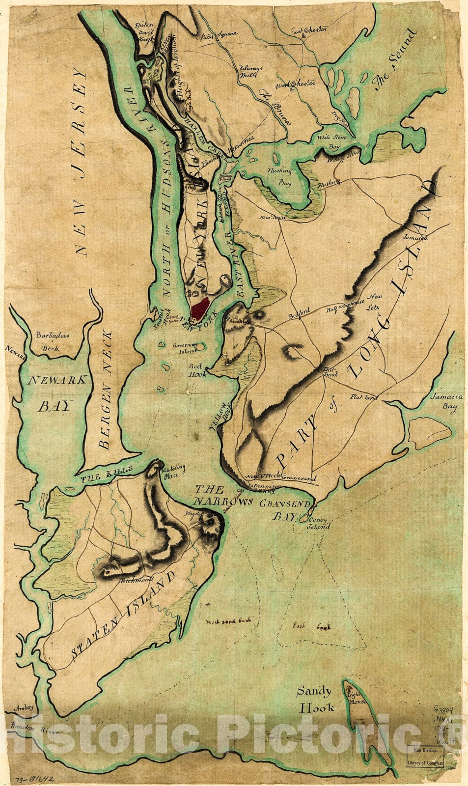 Historic 1780 Map - Plan of New York and Staten Islands with Part of Long Island.