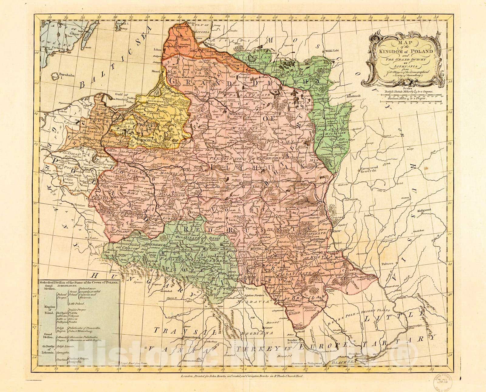 Historic 1770 Map - Map of The Kingdom of Poland : and The Grand Dutchy of Lithuania 2