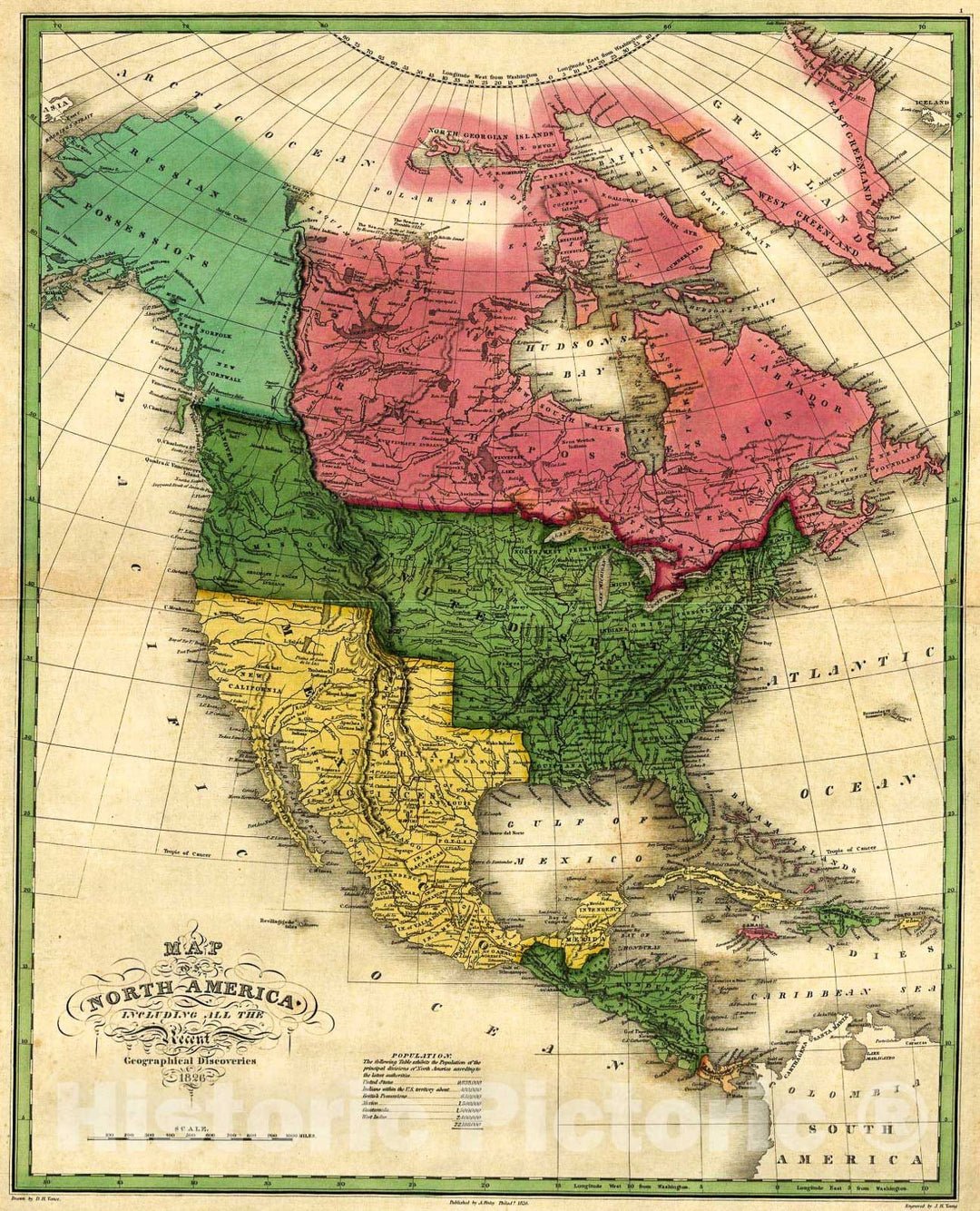 Historic 1826 Map - Map of North America Including All The Recent Geographical Discoveries.