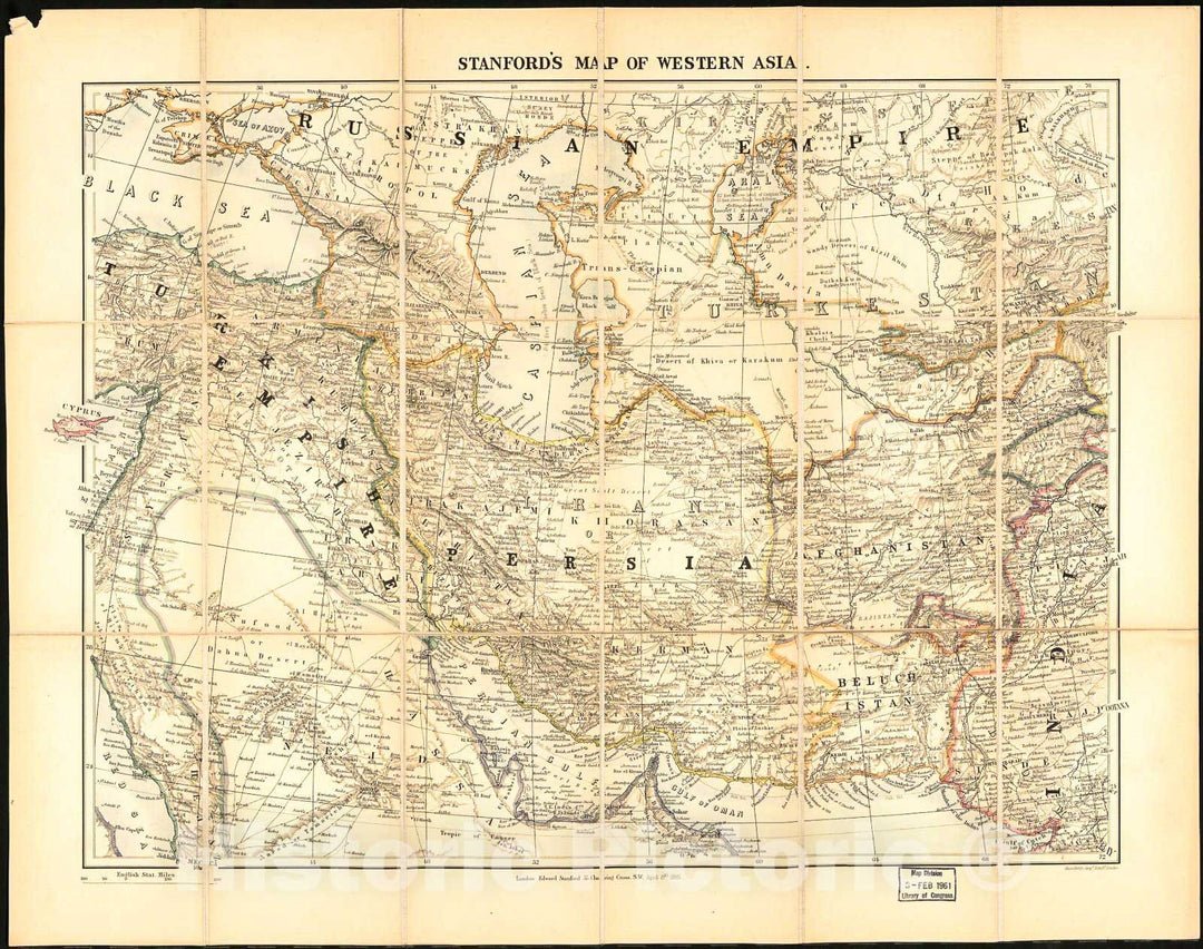 Historic 1885 Map - Stanford's map of Western Asia