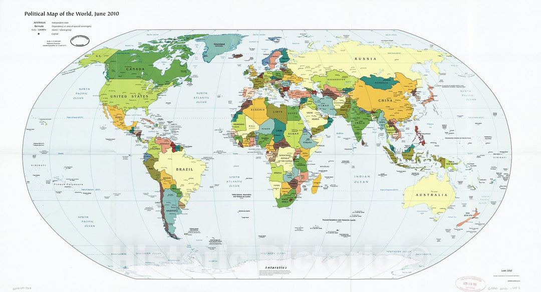 Historic 2010 Map - Political map of The World, June 2010.