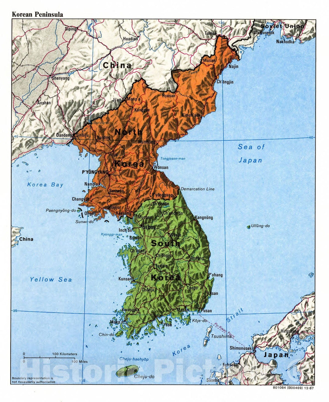 Historic 1987 Map - Korean Peninsula.