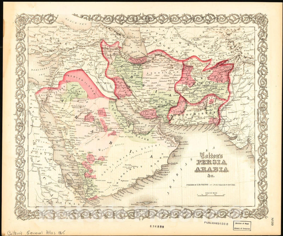 Historic 1865 Map - Colton's Persia Arabia & c.