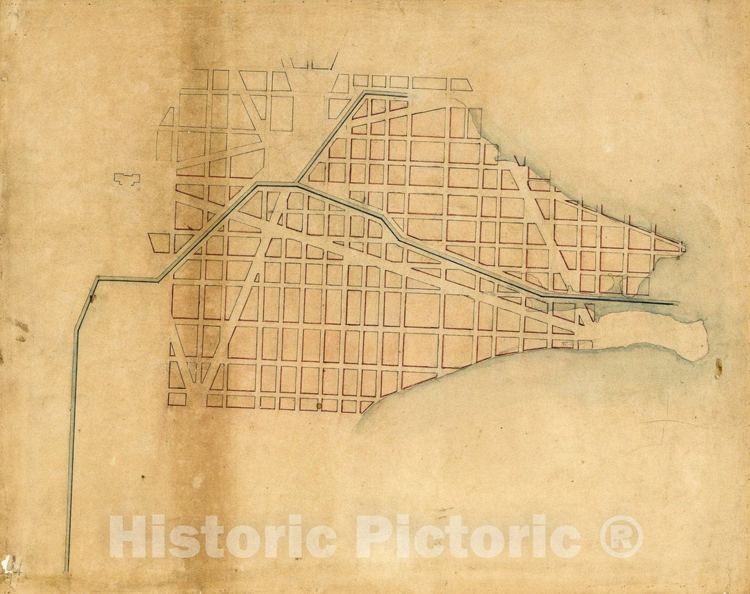 Historic 1800 Map - Map of The Southern Part of The City of Washington D.C.