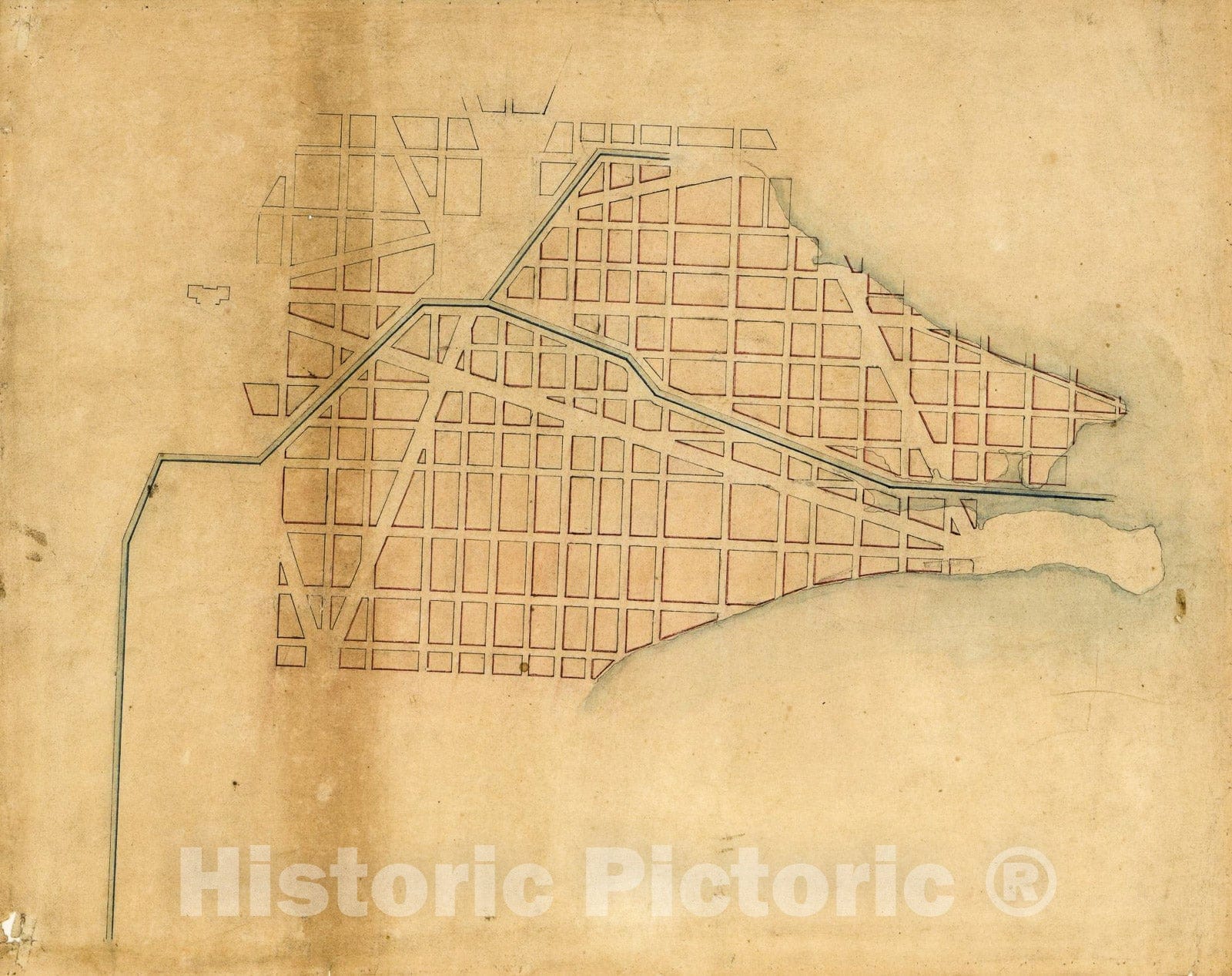 Historic 1800 Map - Map of The Southern Part of The City of Washington D.C.