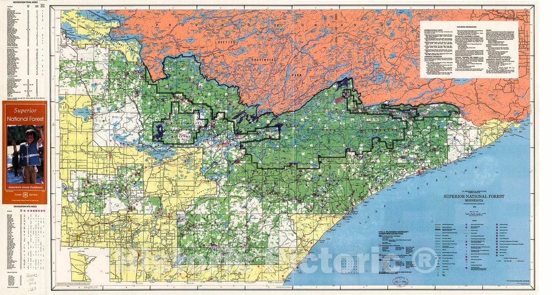 Historic 1994 Map - Superior National Forest, Minnesota : 1994