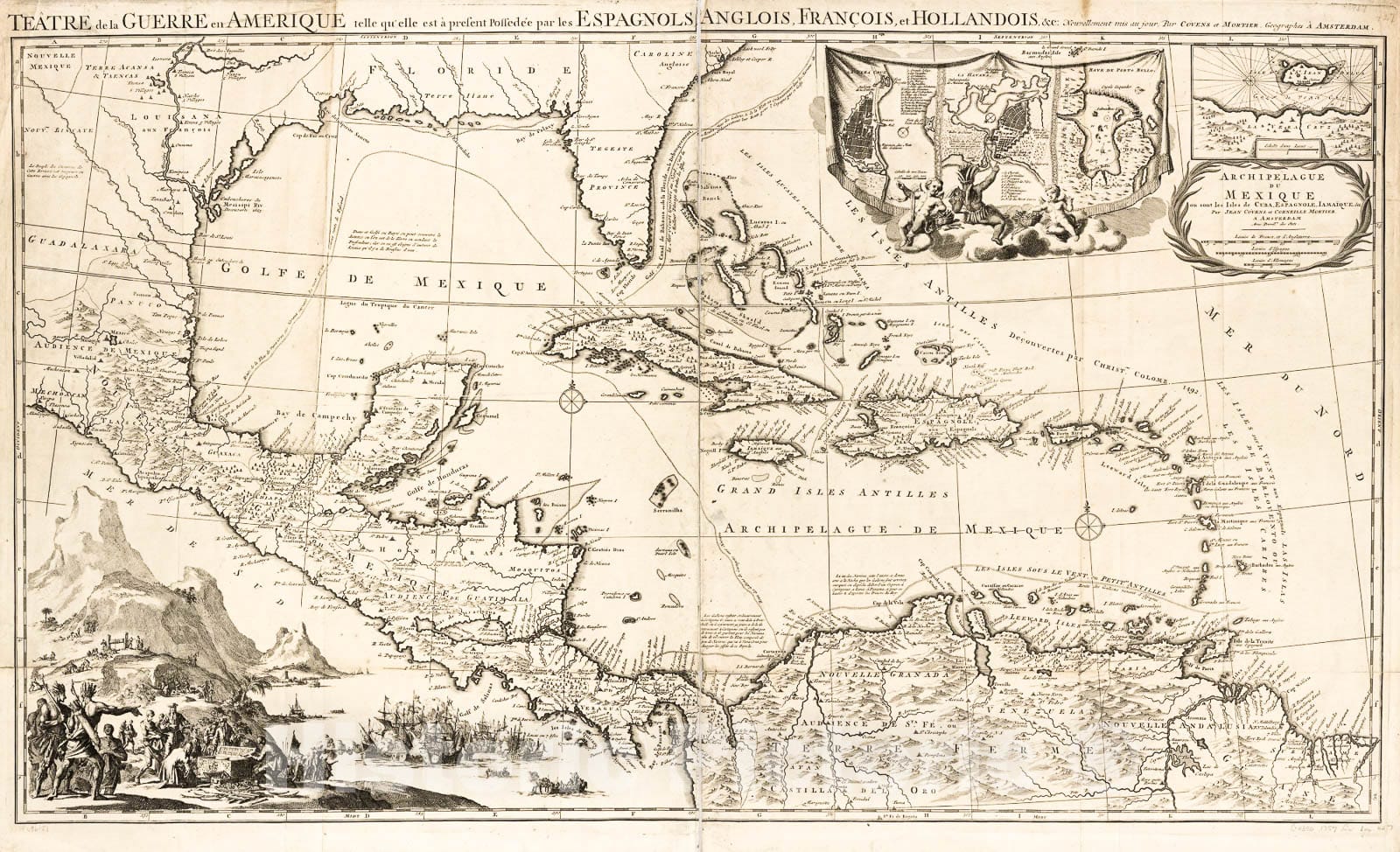 Historic 1759 Map - Archipelague du Mexique ou sont les Isles de Cuba, Espagnole, ÃŒamaÃ¯que, c.