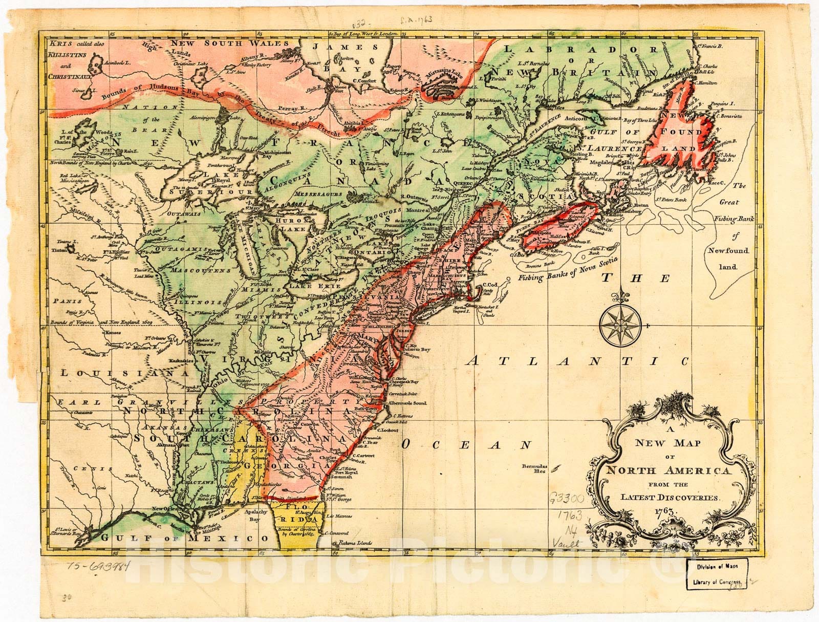 Historic 1763 Map - A New map of North America from The Latest Discoveries. 2