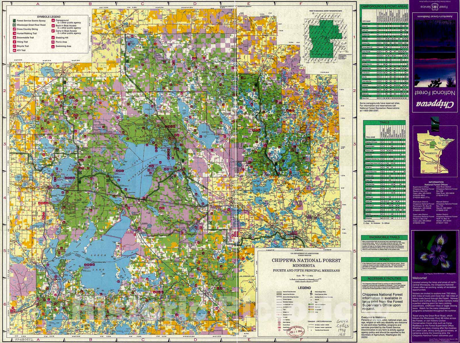 Historic 1994 Map - Chippewa National Forest, Minnesota