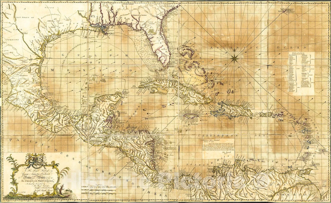 Historic 1774 Map - to His Royal Highness. George Ausgustus Frederick. Prince of Wales This Chart of The West Indies,