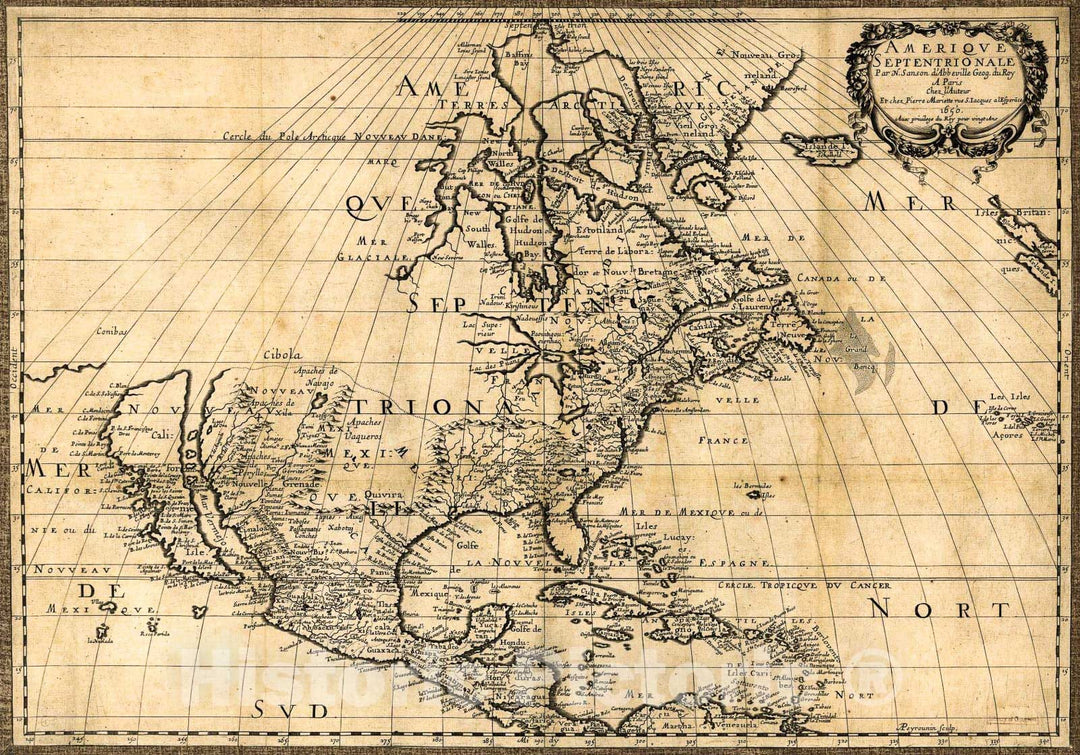 Historic 1650 Map - AmÃ©rique septentrionale