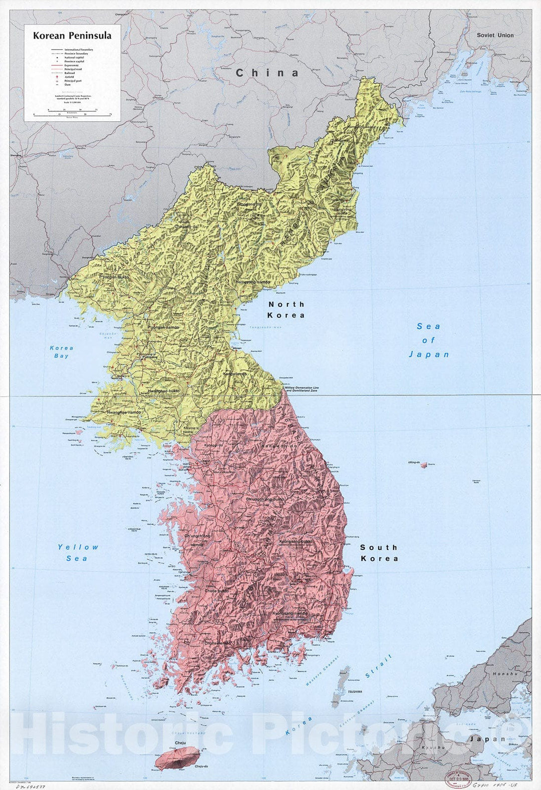 Historic 1986 Map - Korean Peninsula.