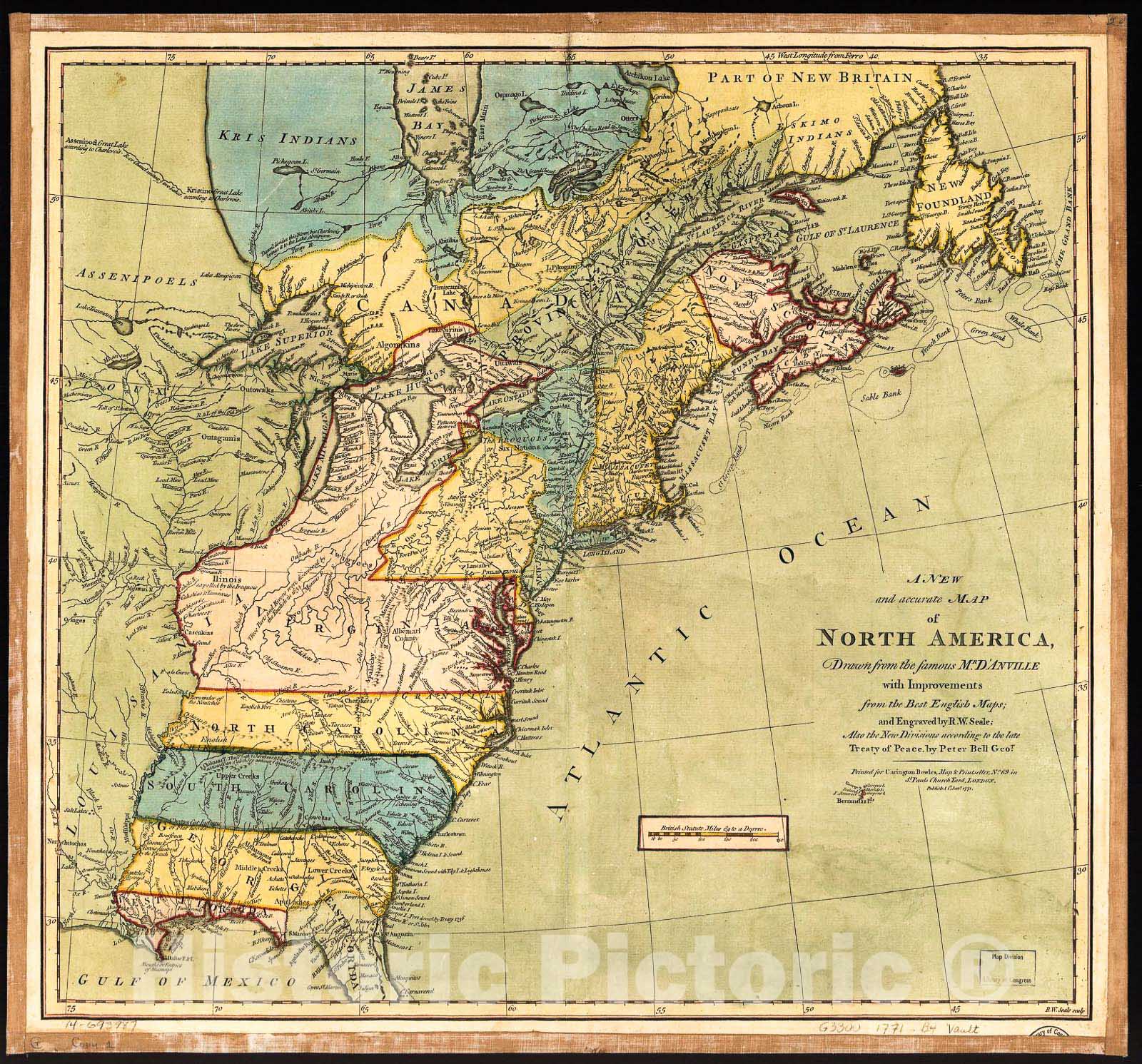 Historic 1771 Map - A New and Accurate map of North America, 1