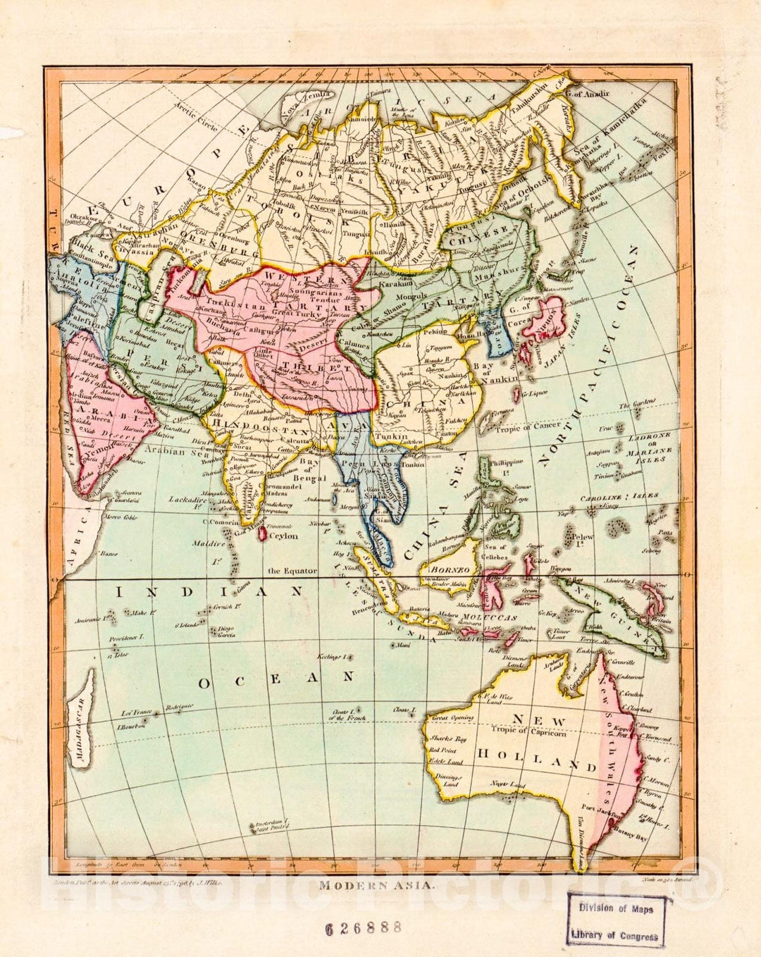 Historic 1796 Map - Modern Asia