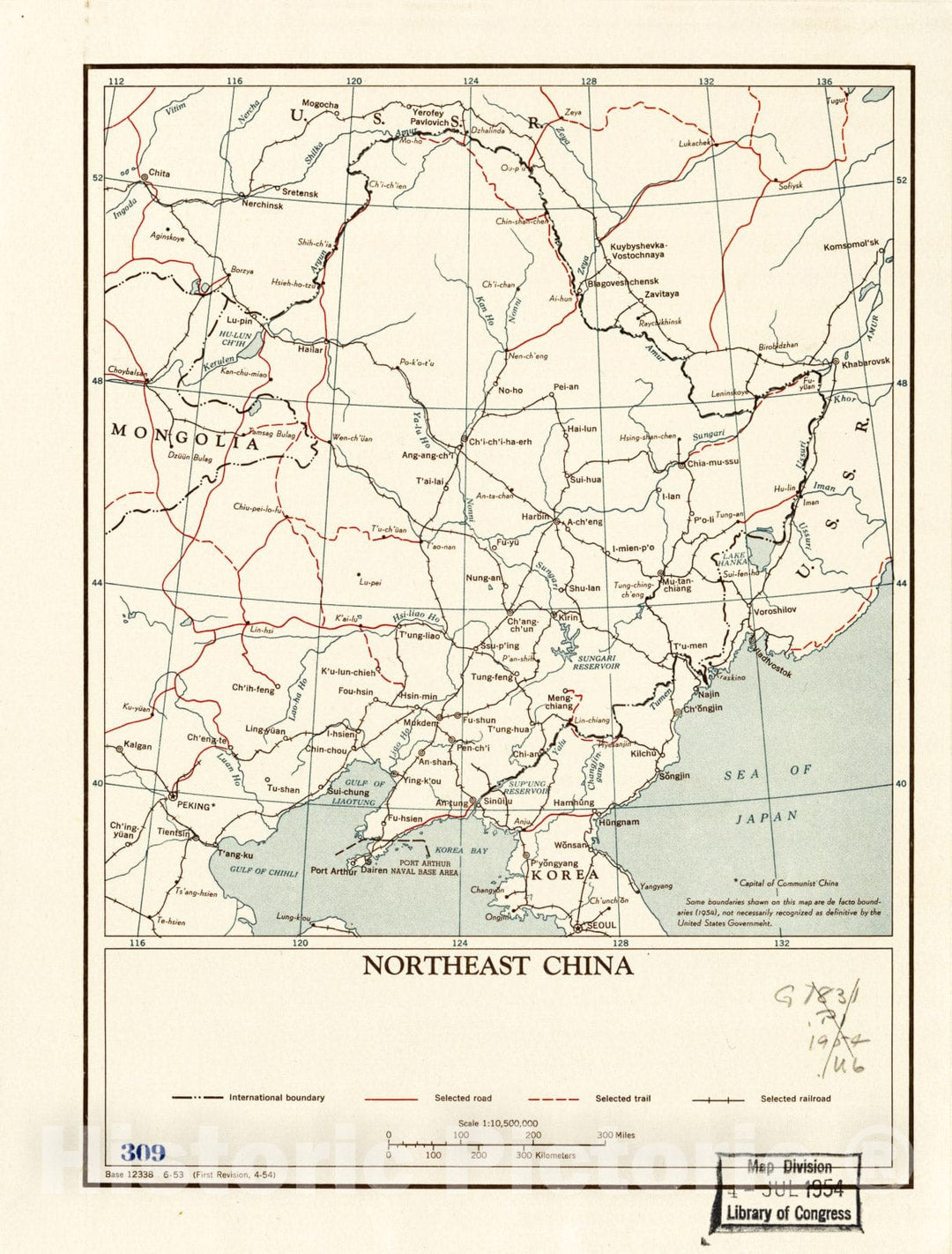 Historic 1954 Map - Northeast China.