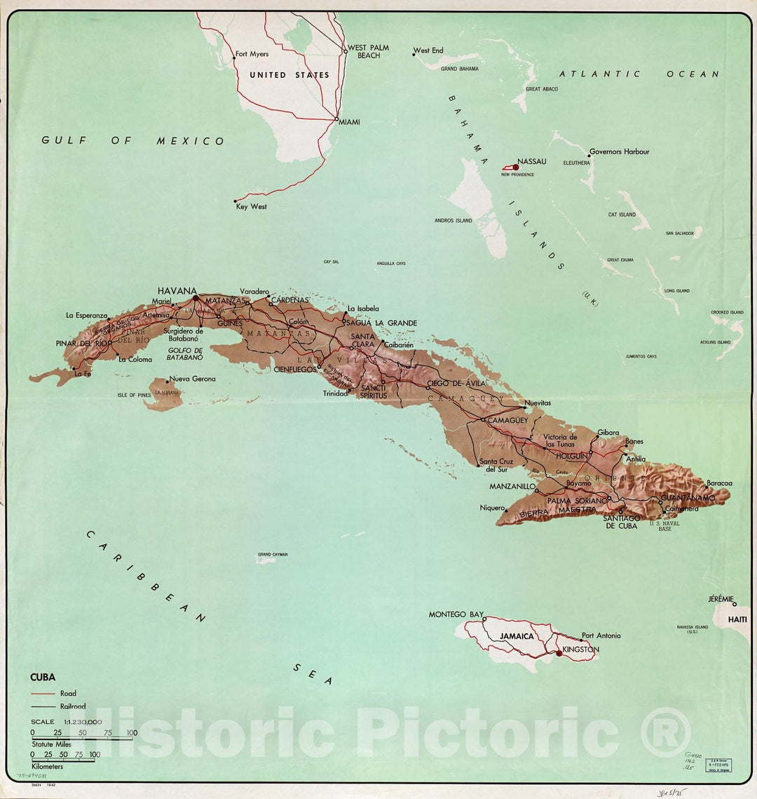 Historic 1962 Map - Cuba. 10-62.