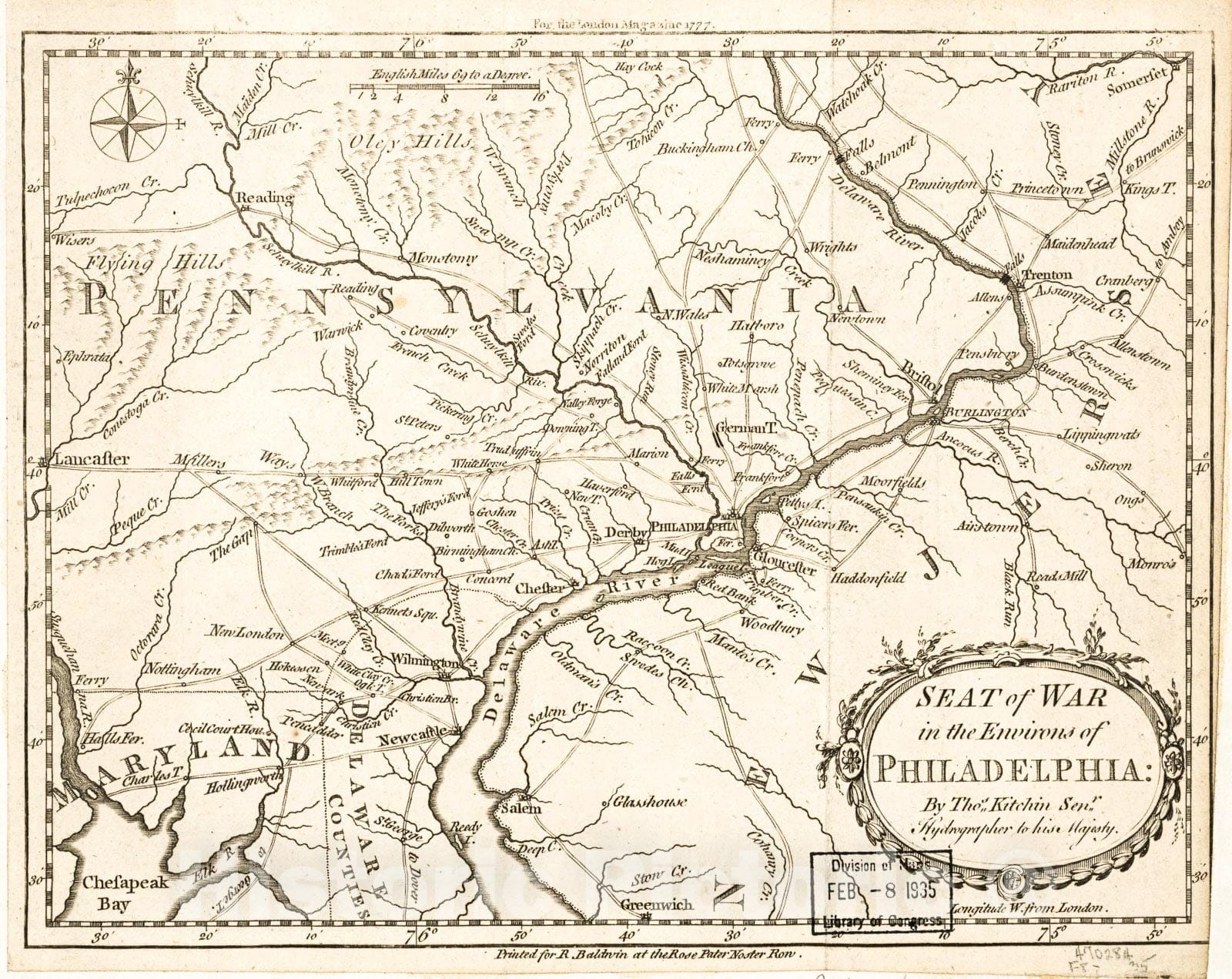 Historic 1777 Map - Seat of war in The Environs of Philadelphia: