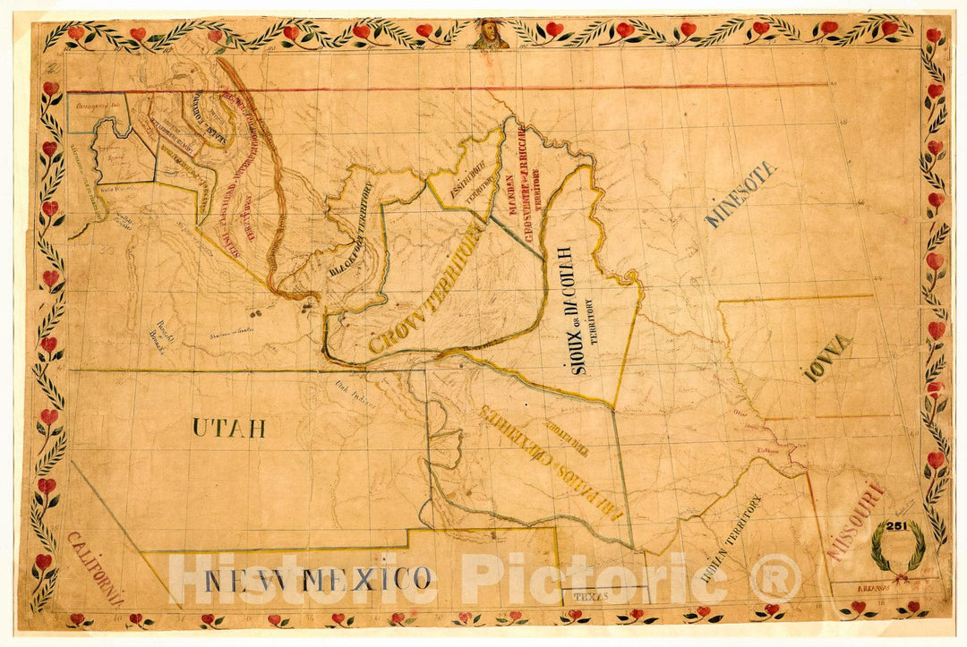 Historic 1851 Map - Map of The Upper Great Plains and Rocky Mountains Region