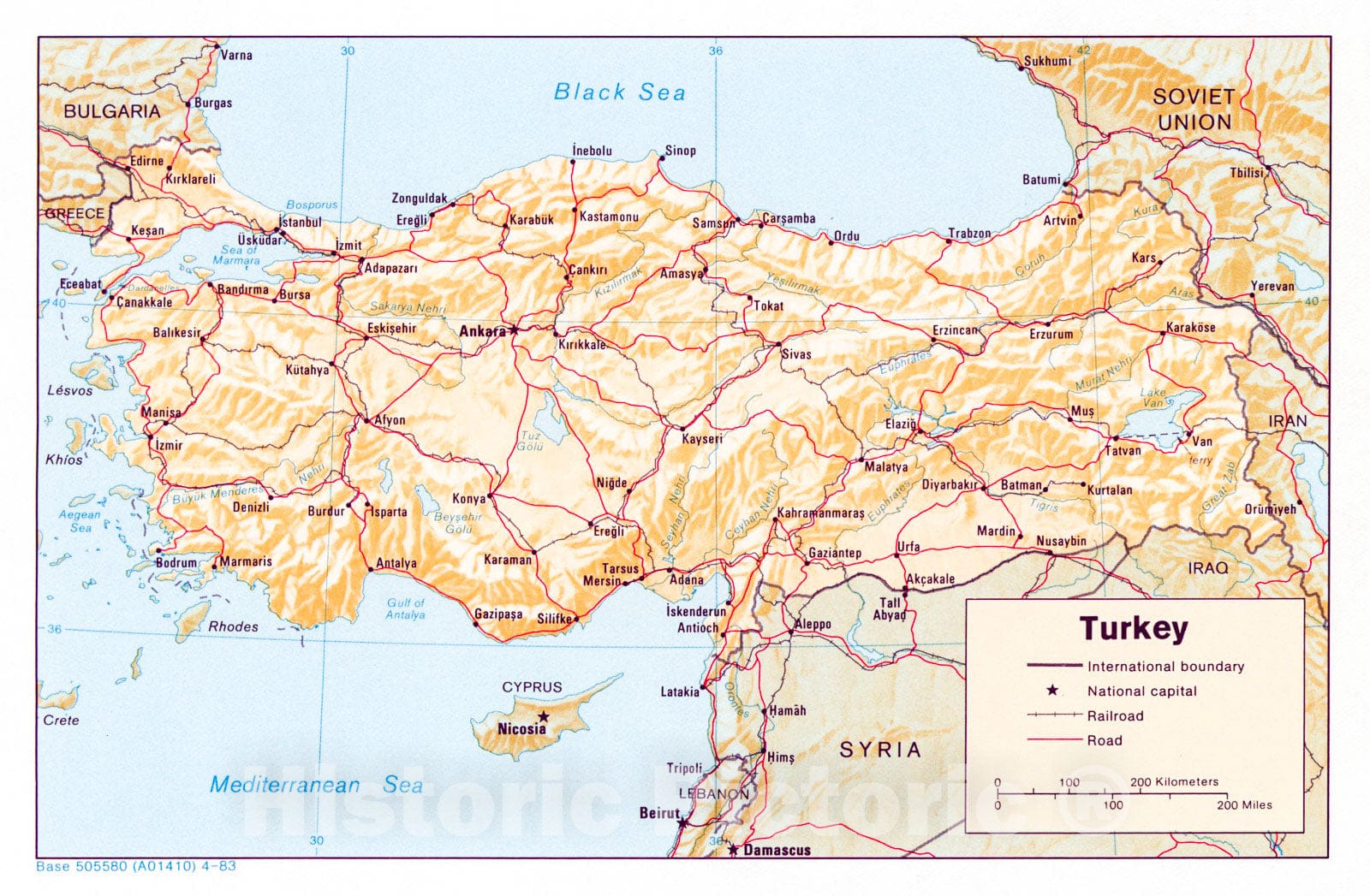 Historic 1983 Map - Turkey.