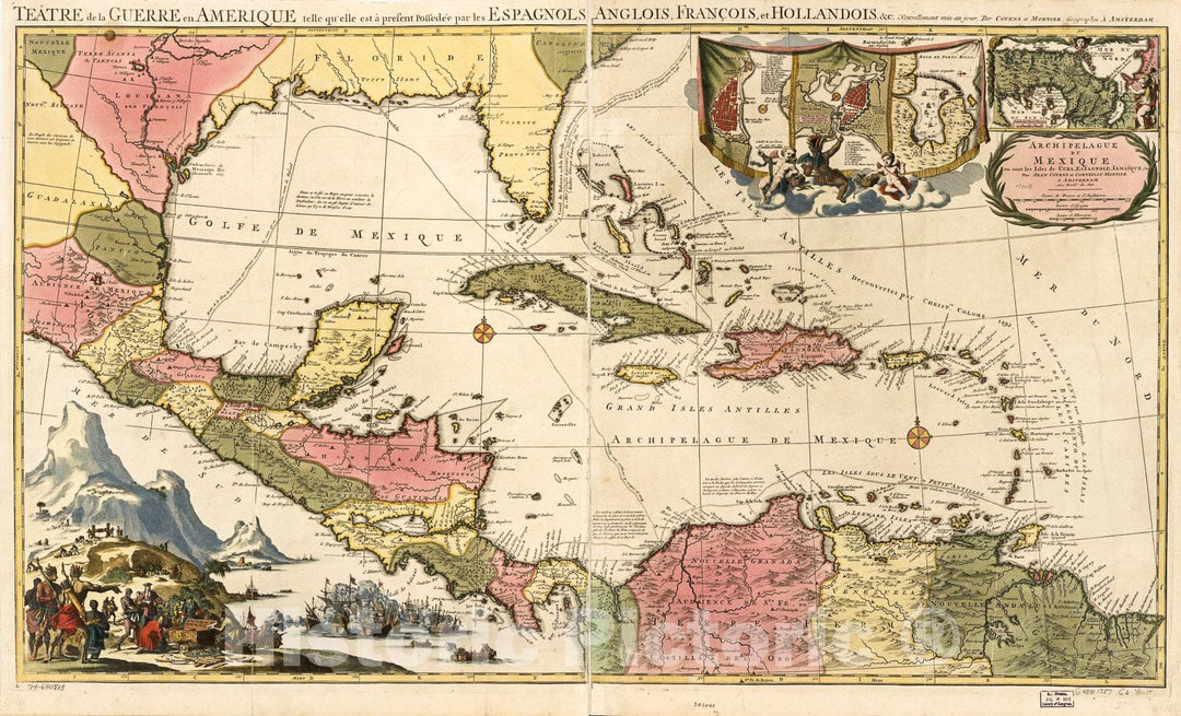 Historic 1757 Map - Archipelague du Mexique ou sont les Isles de Cuba, Espagnole, IamaÃ¯que, c.