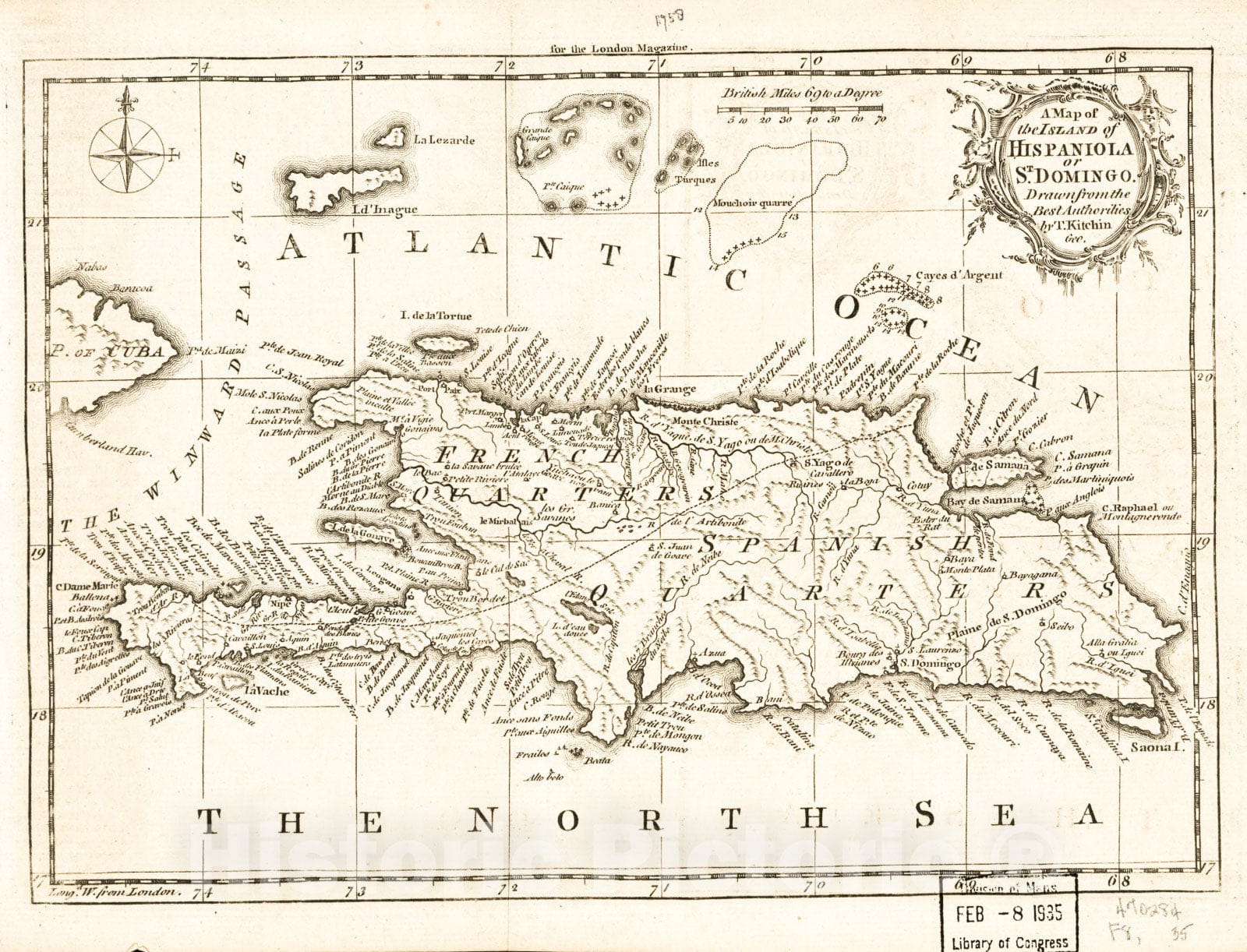 Historic 1758 Map - A map of The Island of Hispaniola or St. Domingo