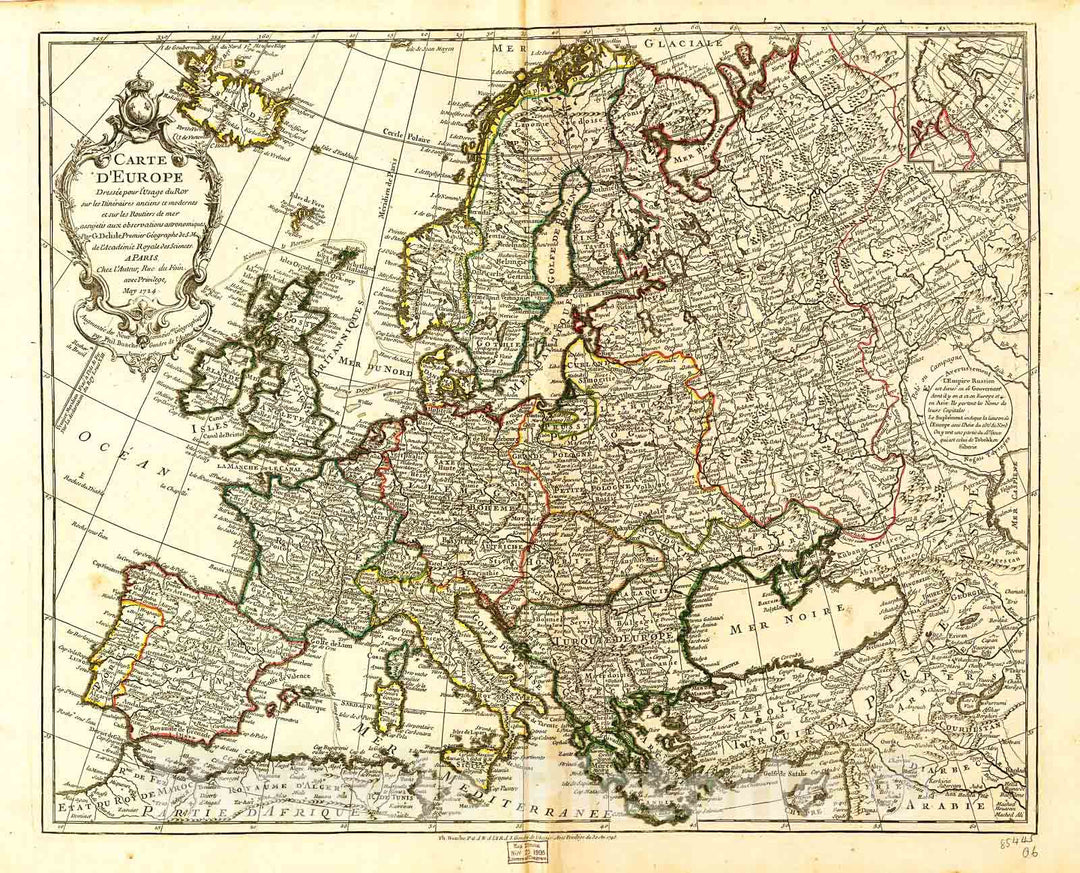 Historic 1769 Map - Carte d'Europe.