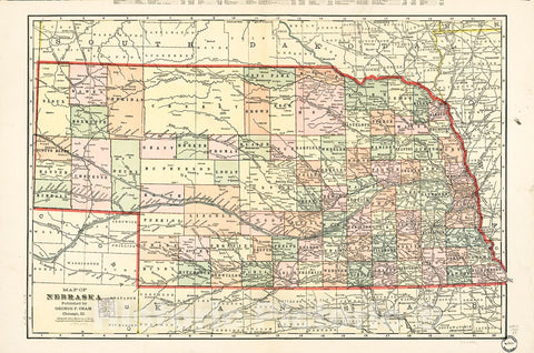 Historic 1902 Map - Map of Nebraska : United States : Population, 76,303,387