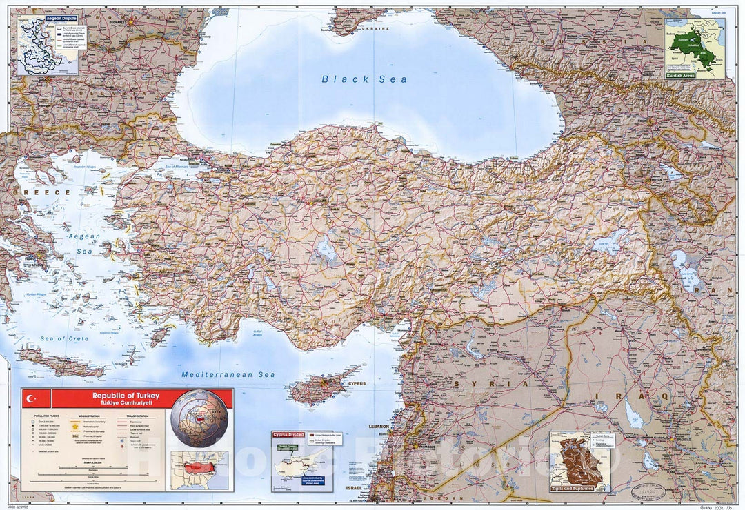 Historic 2002 Map - Republic of Turkey = TÃ¼rkiye Cumhuriyeti.