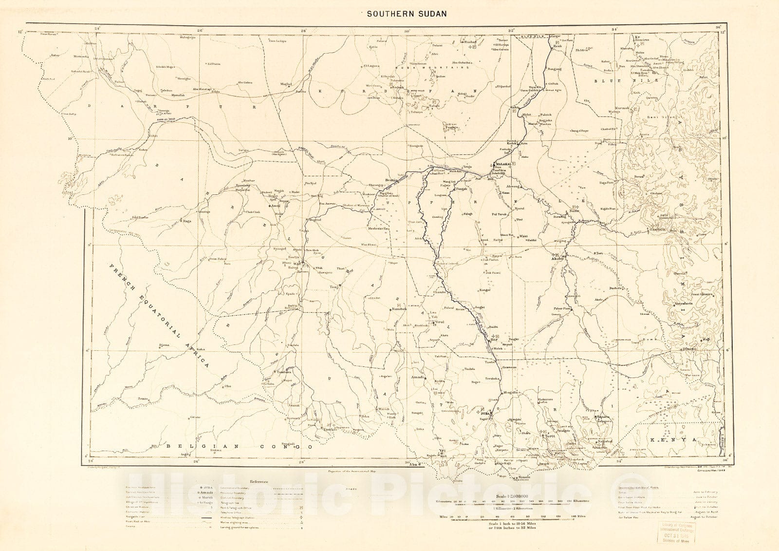 Historic 1949 Map - Southern Sudan.